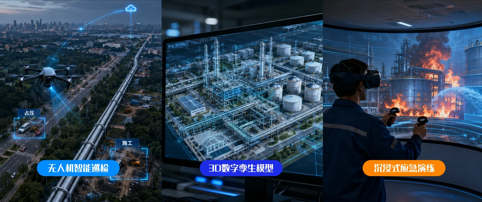 无人机巡检、数字孪生与VR训演三类能源化工智能化场景